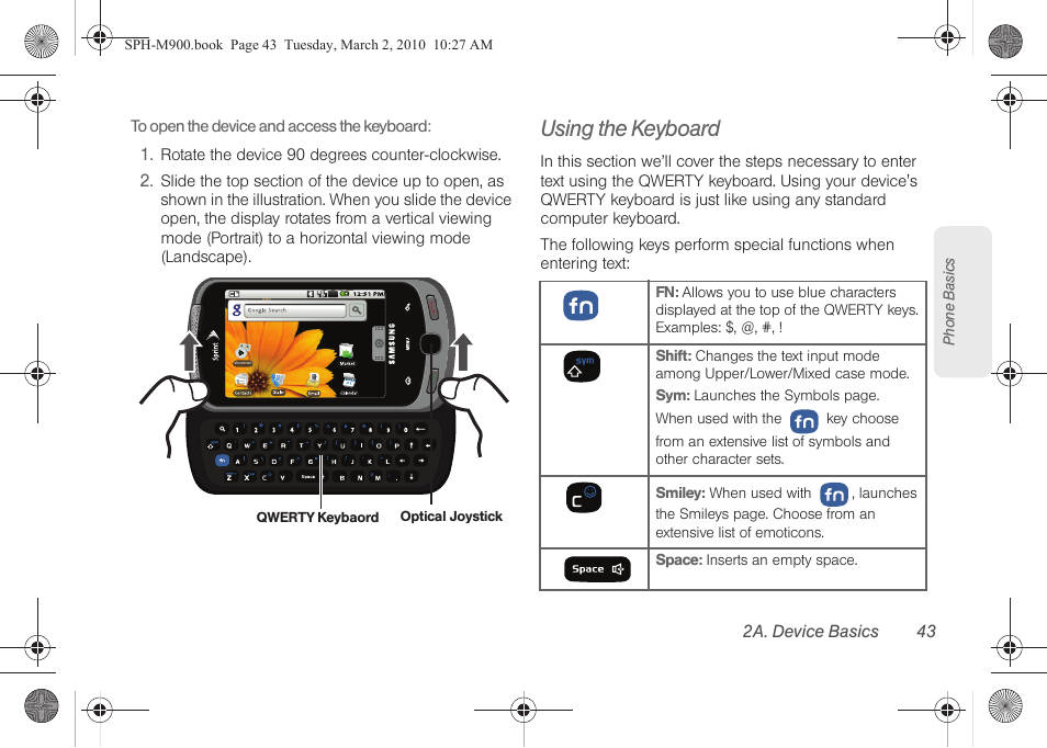 Using the keyboard | Samsung SPH-M900ZKASPR User Manual | Page 55 / 218