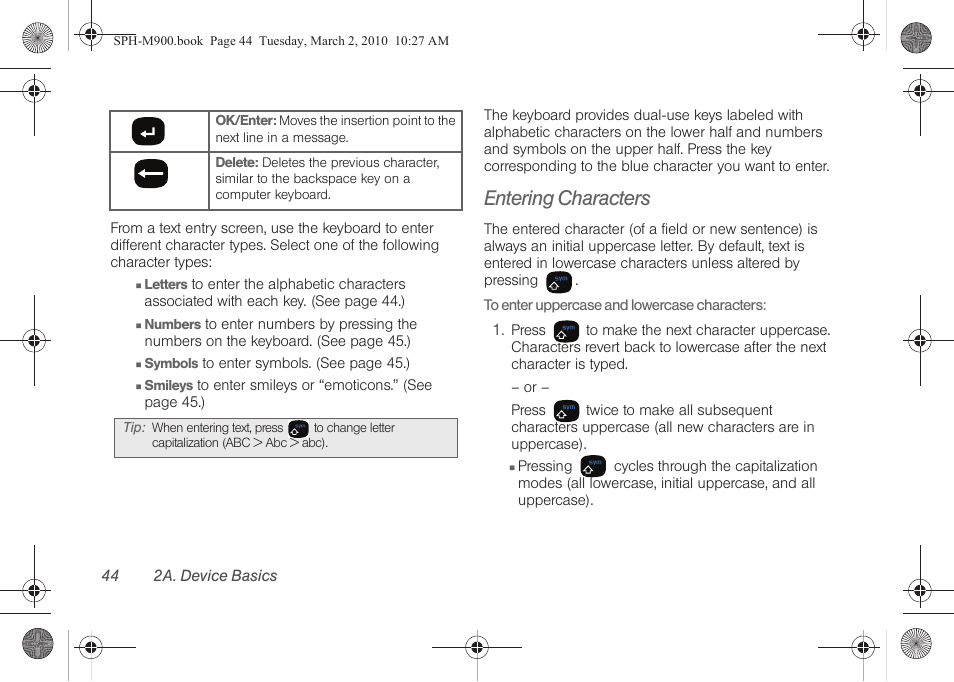 Entering characters | Samsung SPH-M900ZKASPR User Manual | Page 56 / 218
