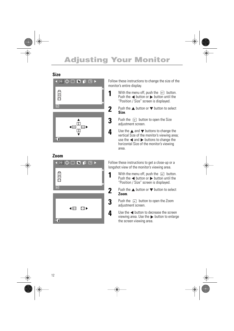 Adjusting your monitor | Samsung PG19RS9T User Manual | Page 14 / 29