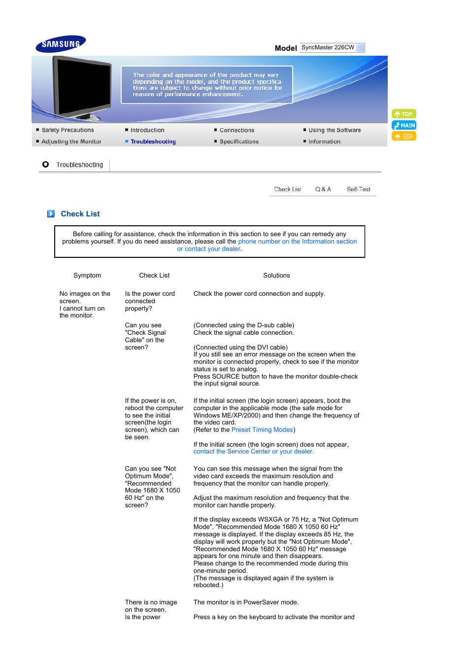 Trobleshooting, Check list | Samsung LS22MEXSFV-XAA User Manual | Page 39 / 53