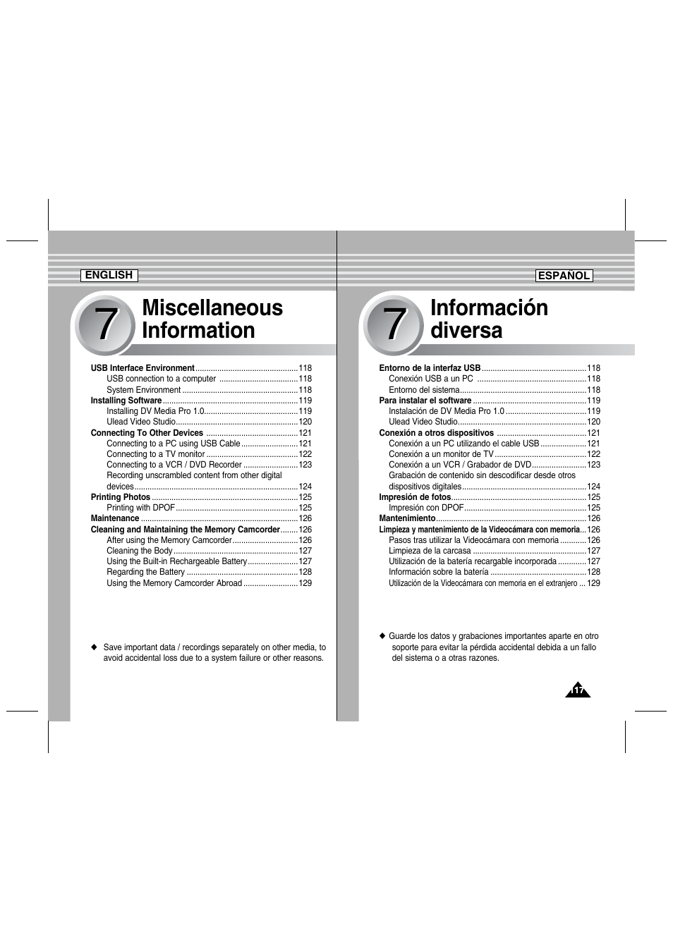 Miscellaneous information, Información diversa | Samsung SC-MM10S-XAA User Manual | Page 117 / 139