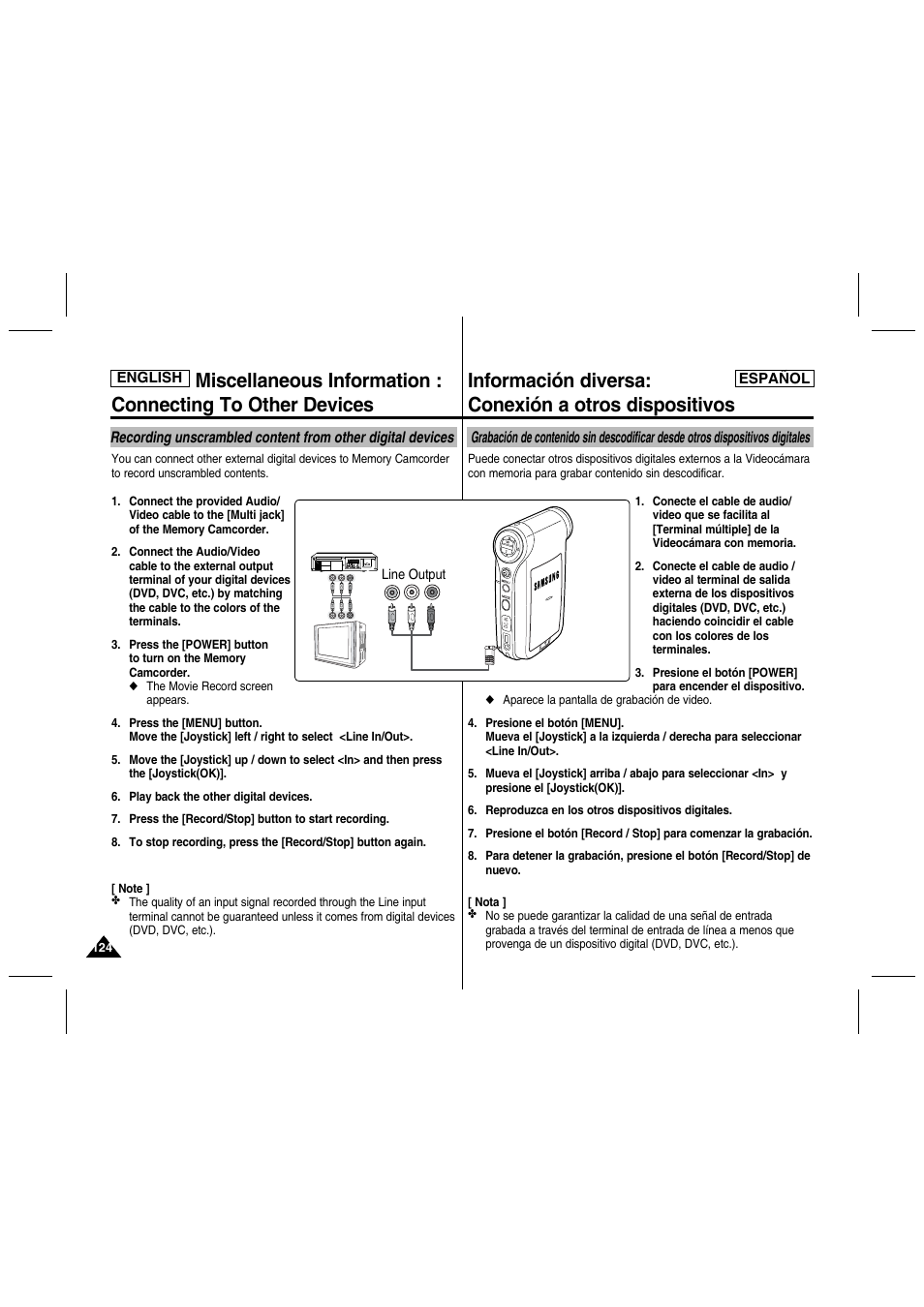 Información diversa: conexión a otros dispositivos | Samsung SC-MM10S-XAA User Manual | Page 124 / 139