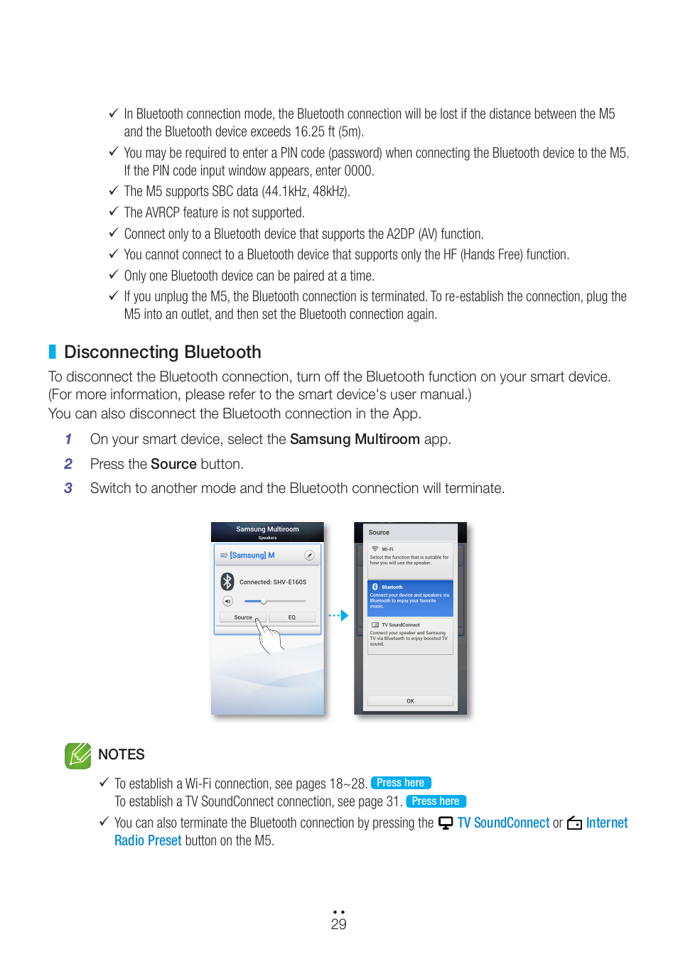 Disconnecting bluetooth | Samsung WAM551-ZA User Manual | Page 29 / 78