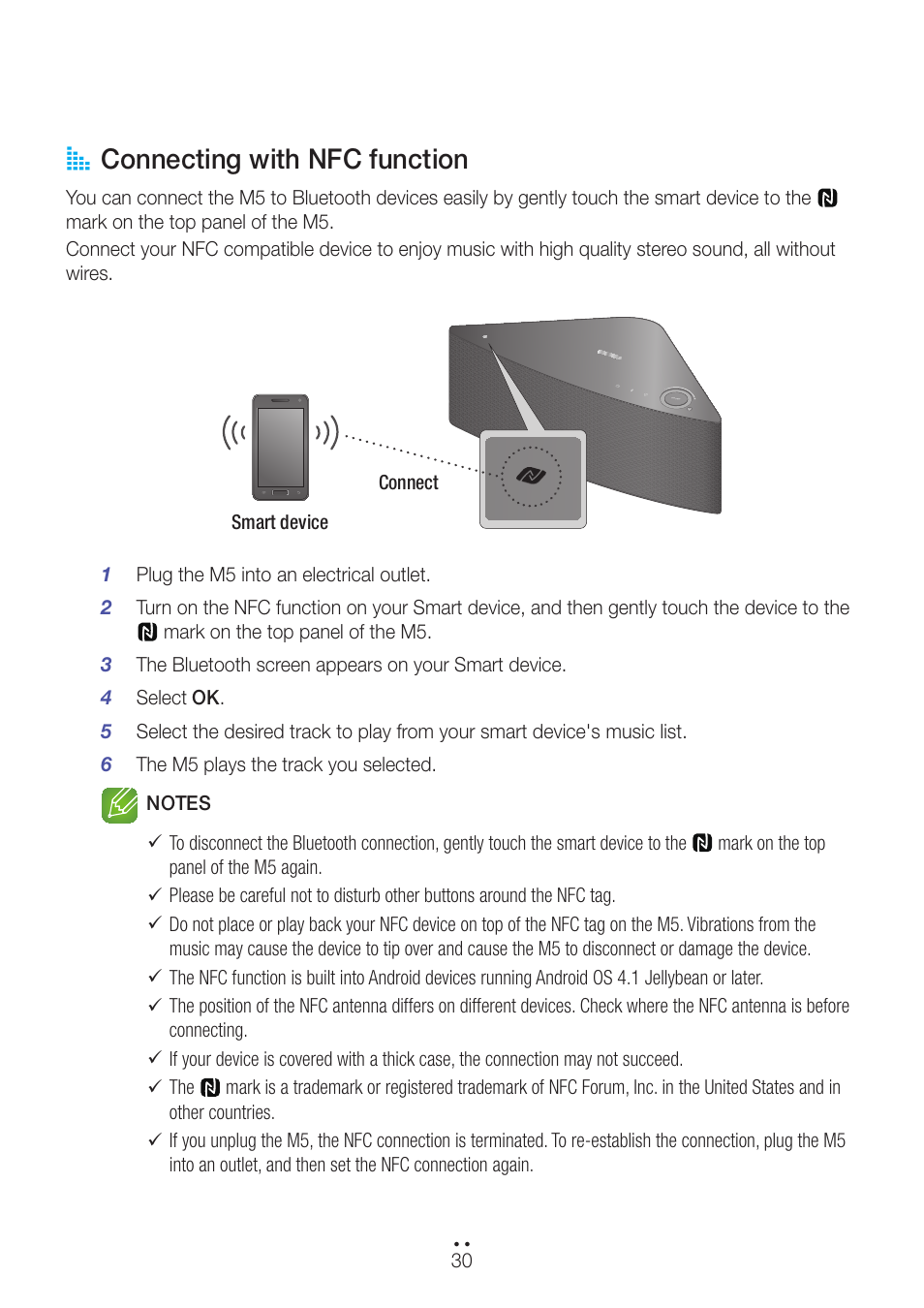 Connecting with nfc function, A connecting with nfc function | Samsung WAM551-ZA User Manual | Page 30 / 78