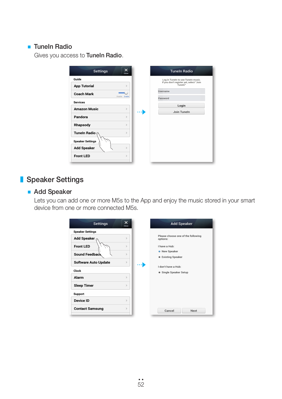 Speaker settings | Samsung WAM551-ZA User Manual | Page 52 / 78