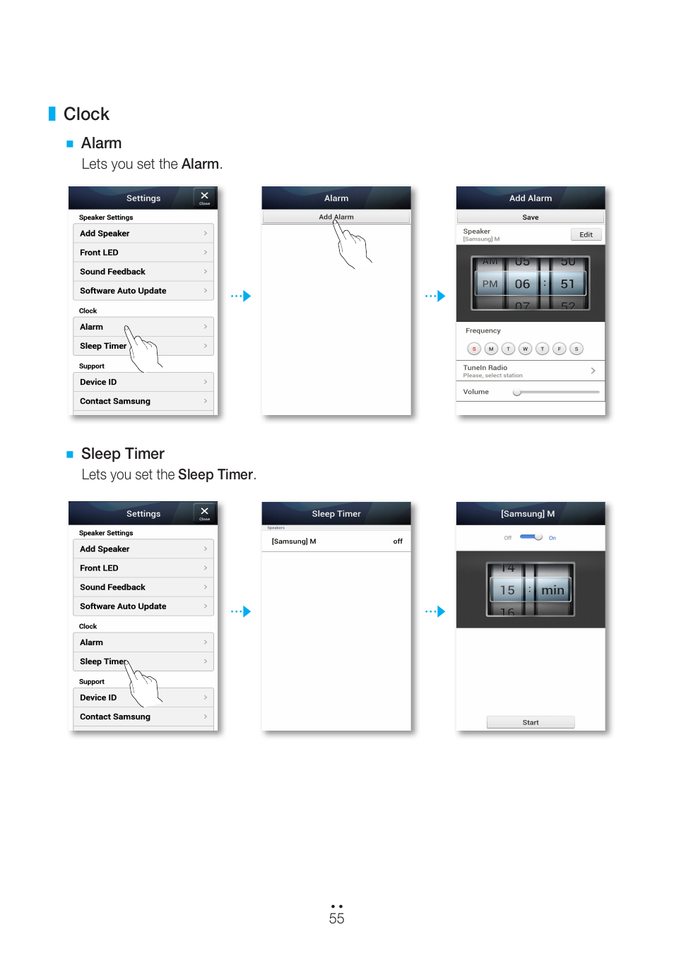 Clock | Samsung WAM551-ZA User Manual | Page 55 / 78