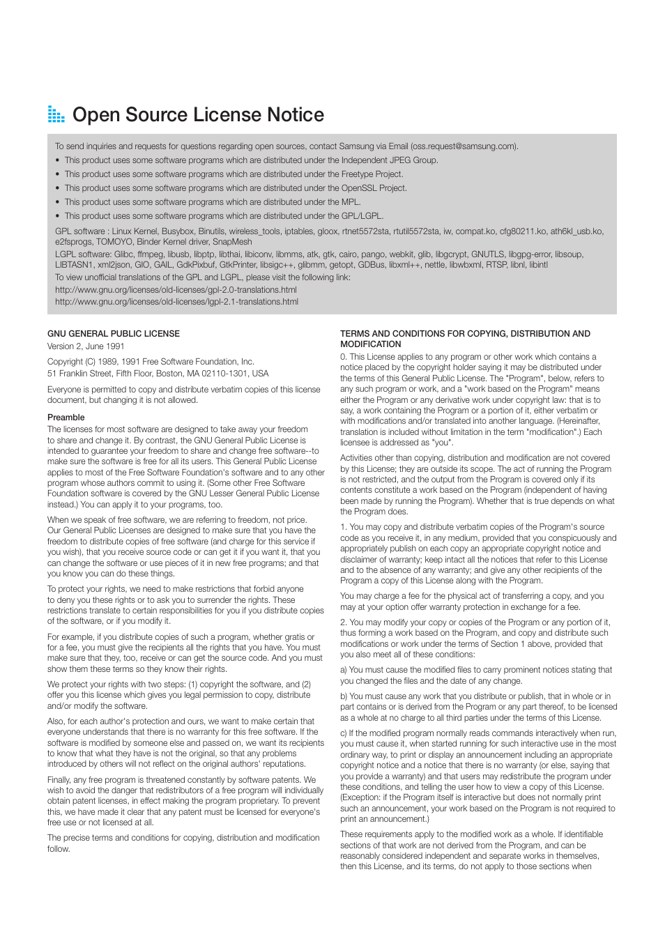 Open source license notice, A open source license notice | Samsung WAM551-ZA User Manual | Page 63 / 78