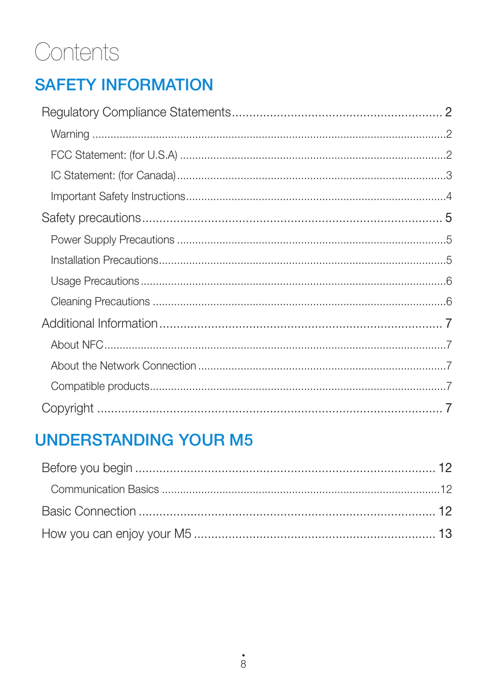 Samsung WAM551-ZA User Manual | Page 8 / 78