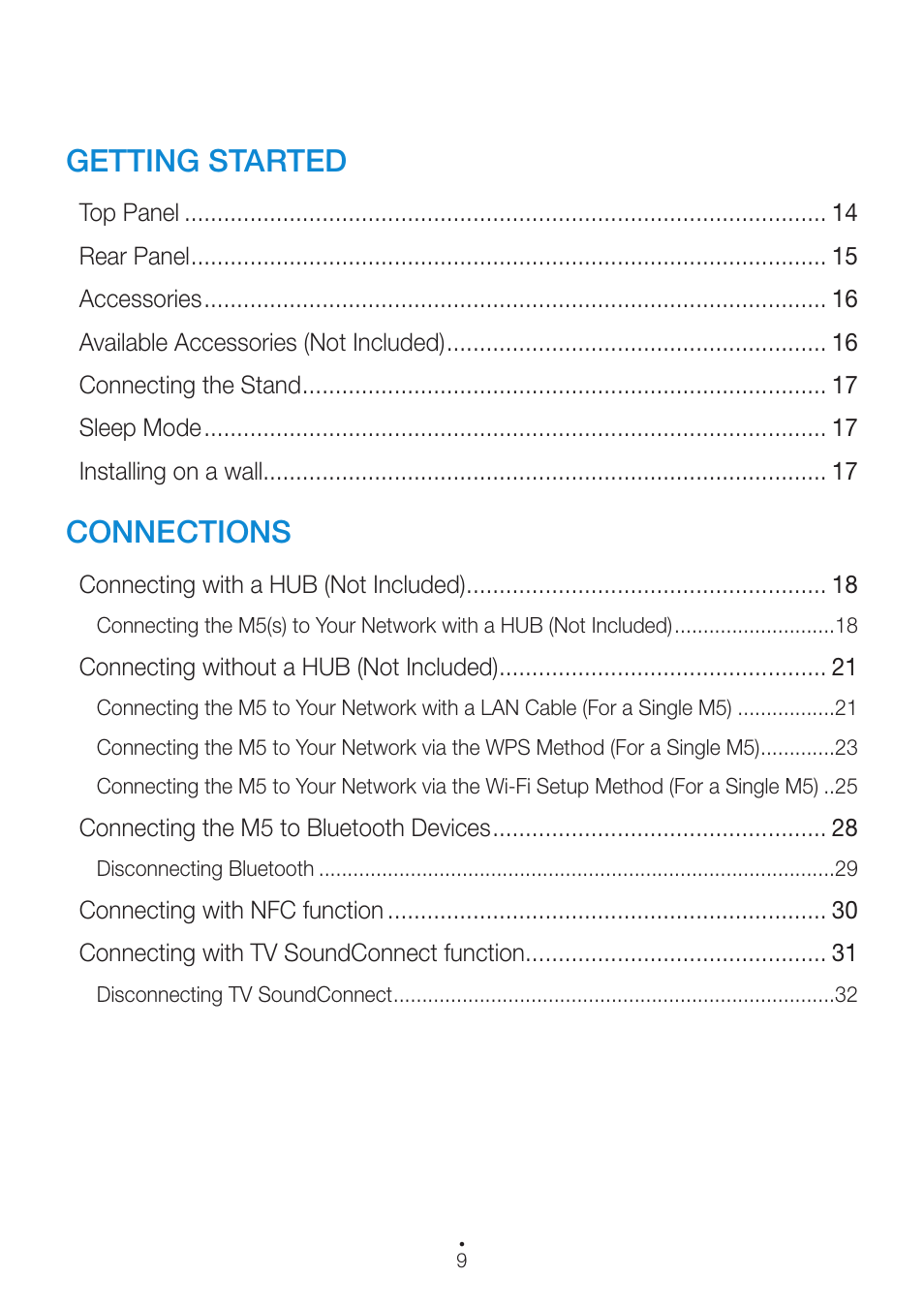 Getting started, Connections | Samsung WAM551-ZA User Manual | Page 9 / 78