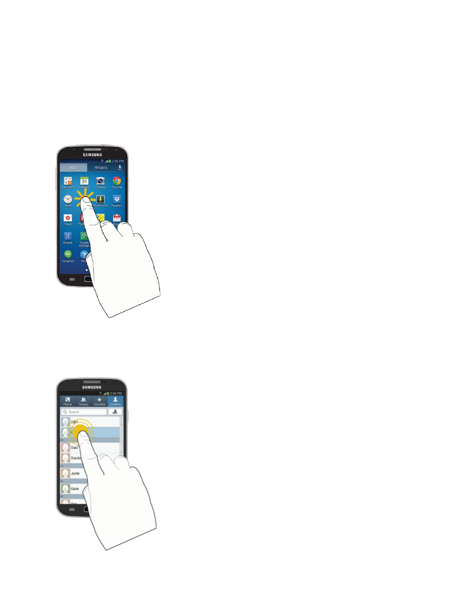 Touchscreen navigation | Samsung SPH-L520ZKPSPR User Manual | Page 21 / 172