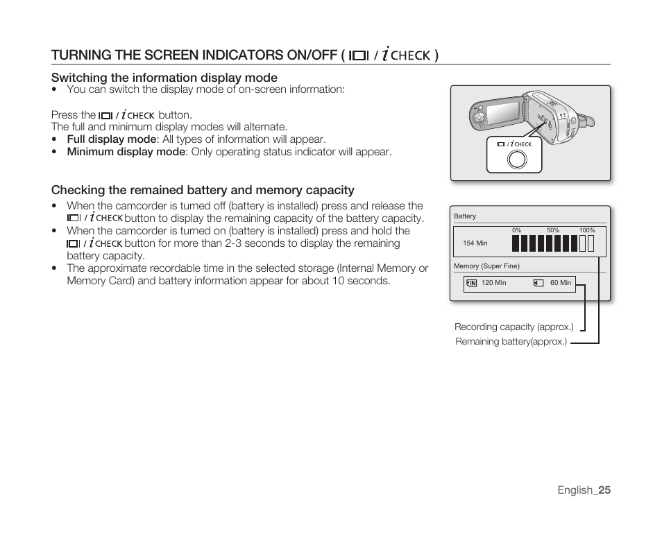 Turning the screen indicators on/off | Samsung SC-MX10A-XAP User Manual | Page 37 / 108