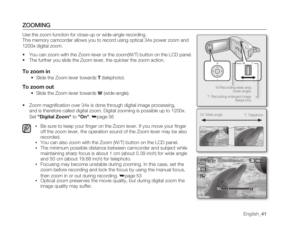 Zooming | Samsung SC-MX10A-XAP User Manual | Page 53 / 108