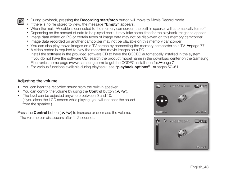 Adjusting the volume | Samsung SC-MX10A-XAP User Manual | Page 55 / 108