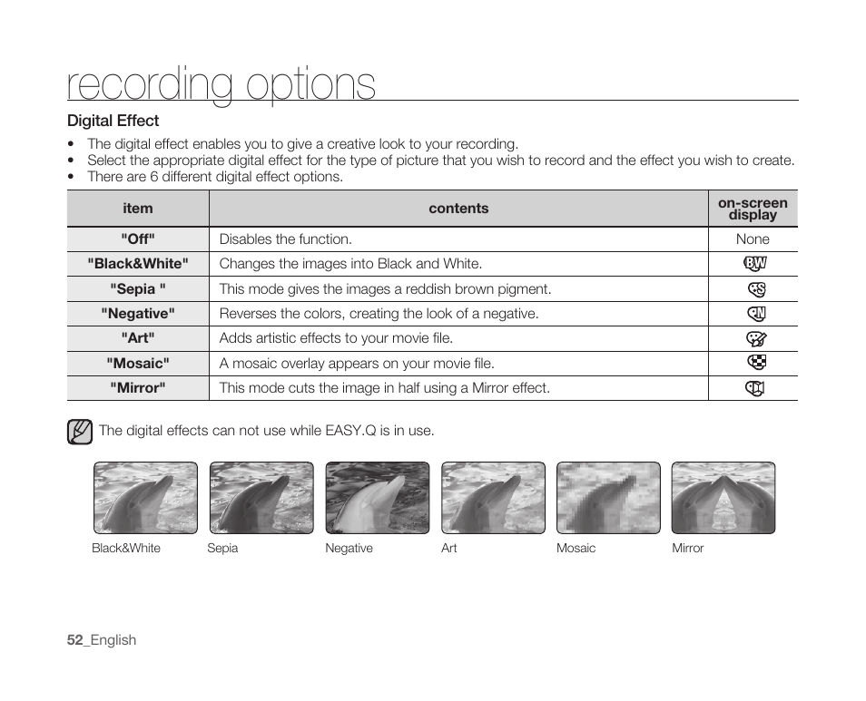 Recording options | Samsung SC-MX10A-XAP User Manual | Page 64 / 108