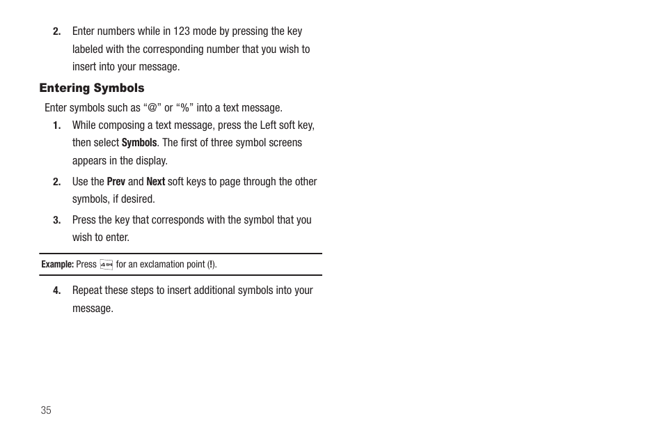 Entering symbols | Samsung SEC-R311ZGAUSC User Manual | Page 38 / 155