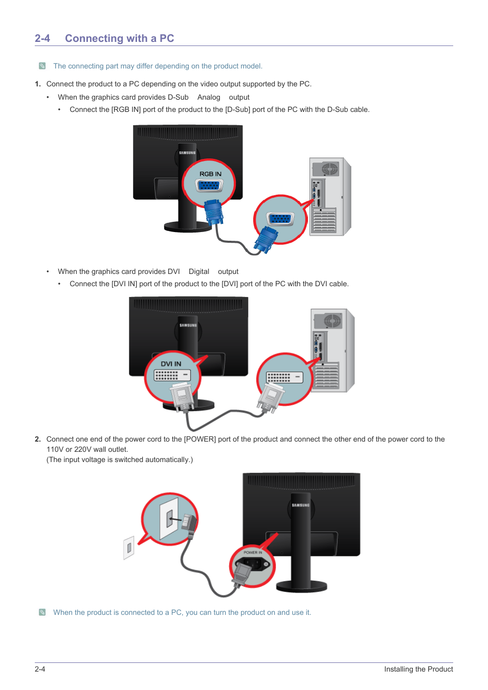 4 connecting with a pc, Connecting with a pc -4 | Samsung LS19MYBEB2-ZA User Manual | Page 16 / 44