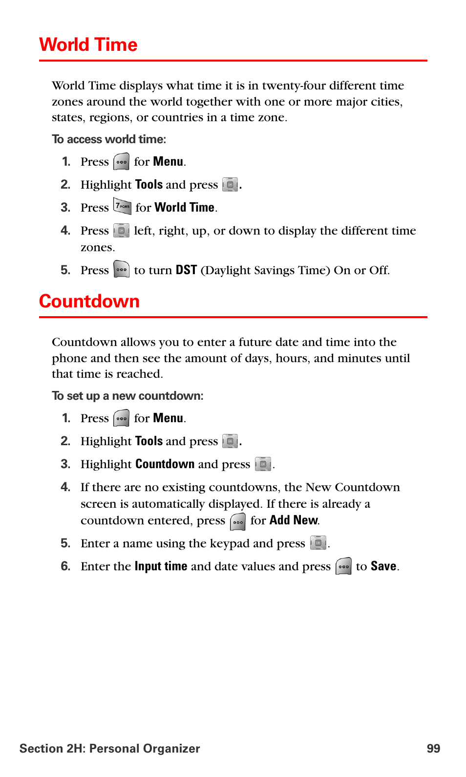 World time, Countdown | Samsung SPH-A700BSSXAR User Manual | Page 107 / 222