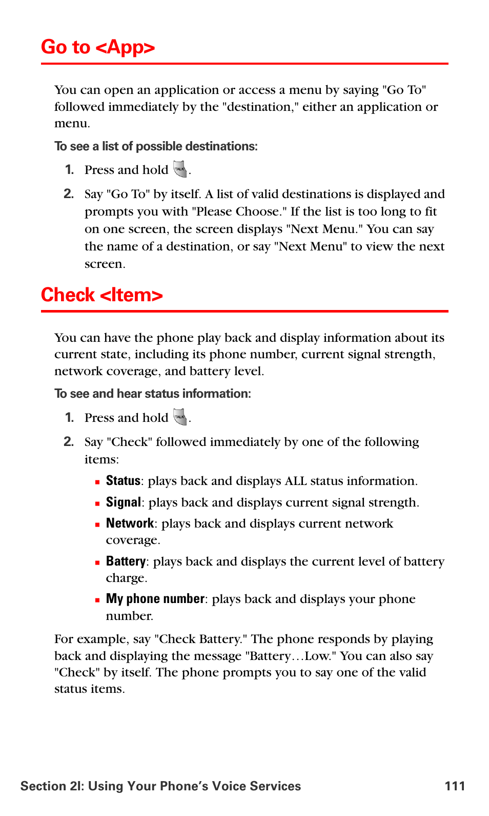 Go to <app, Check <item | Samsung SPH-A700BSSXAR User Manual | Page 119 / 222