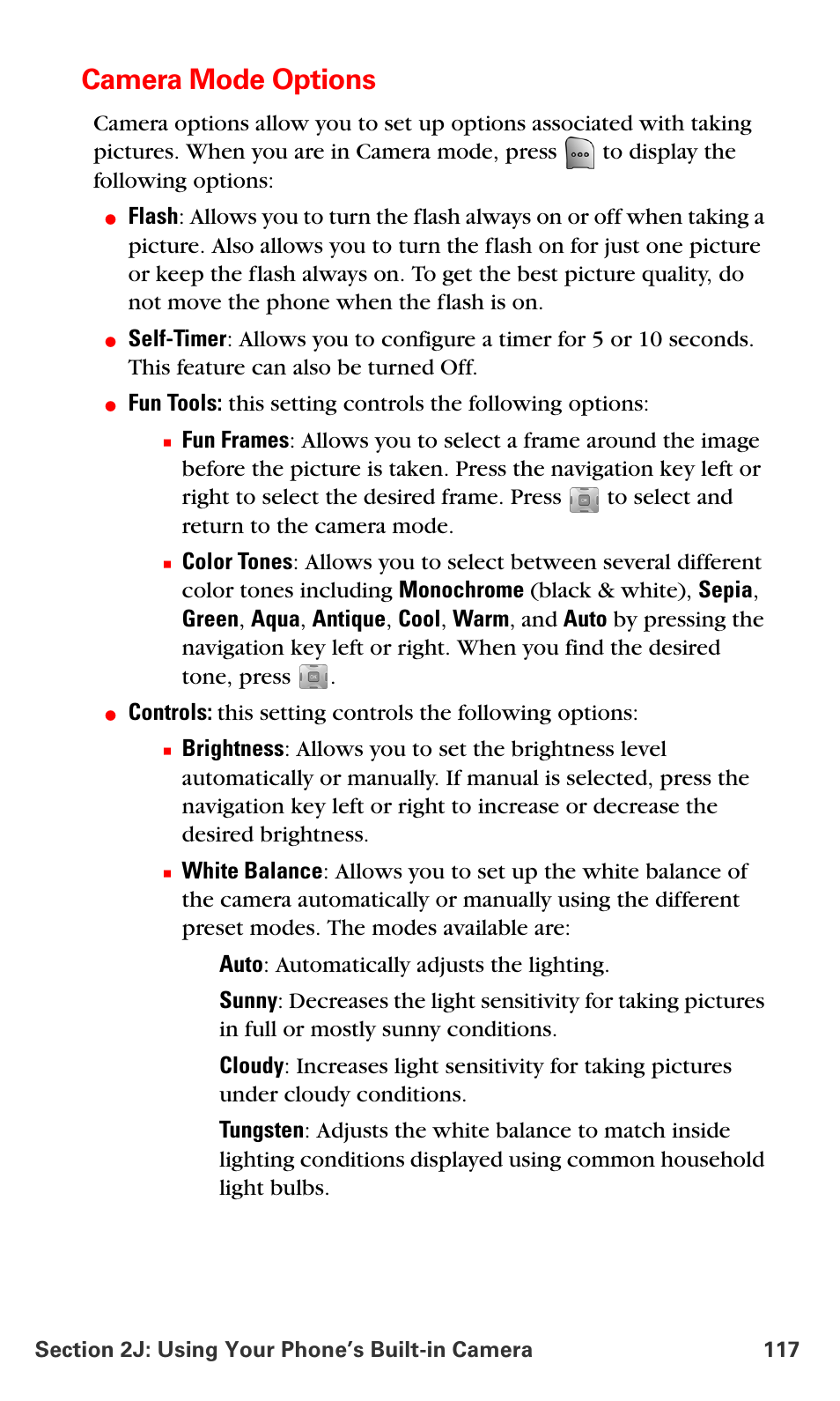Camera mode options | Samsung SPH-A700BSSXAR User Manual | Page 125 / 222