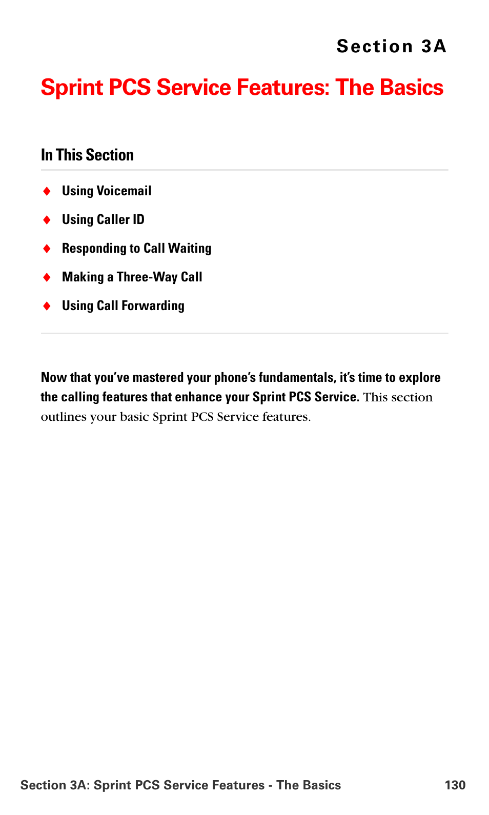 Sprint pcs service features: the basics, 3a.sprint pcs service features: the basics | Samsung SPH-A700BSSXAR User Manual | Page 138 / 222