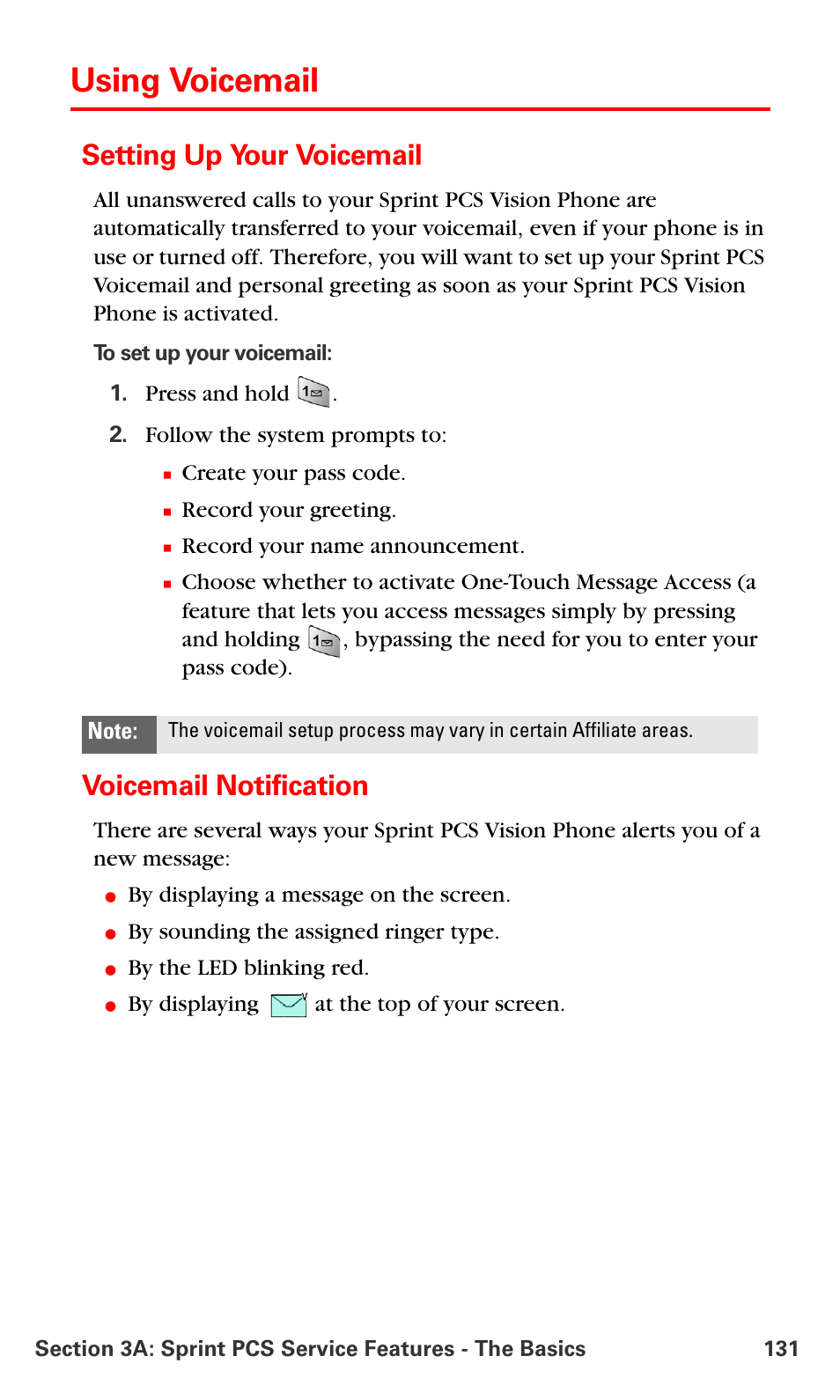 Using voicemail, Setting up your voicemail, Voicemail notification | Samsung SPH-A700BSSXAR User Manual | Page 139 / 222