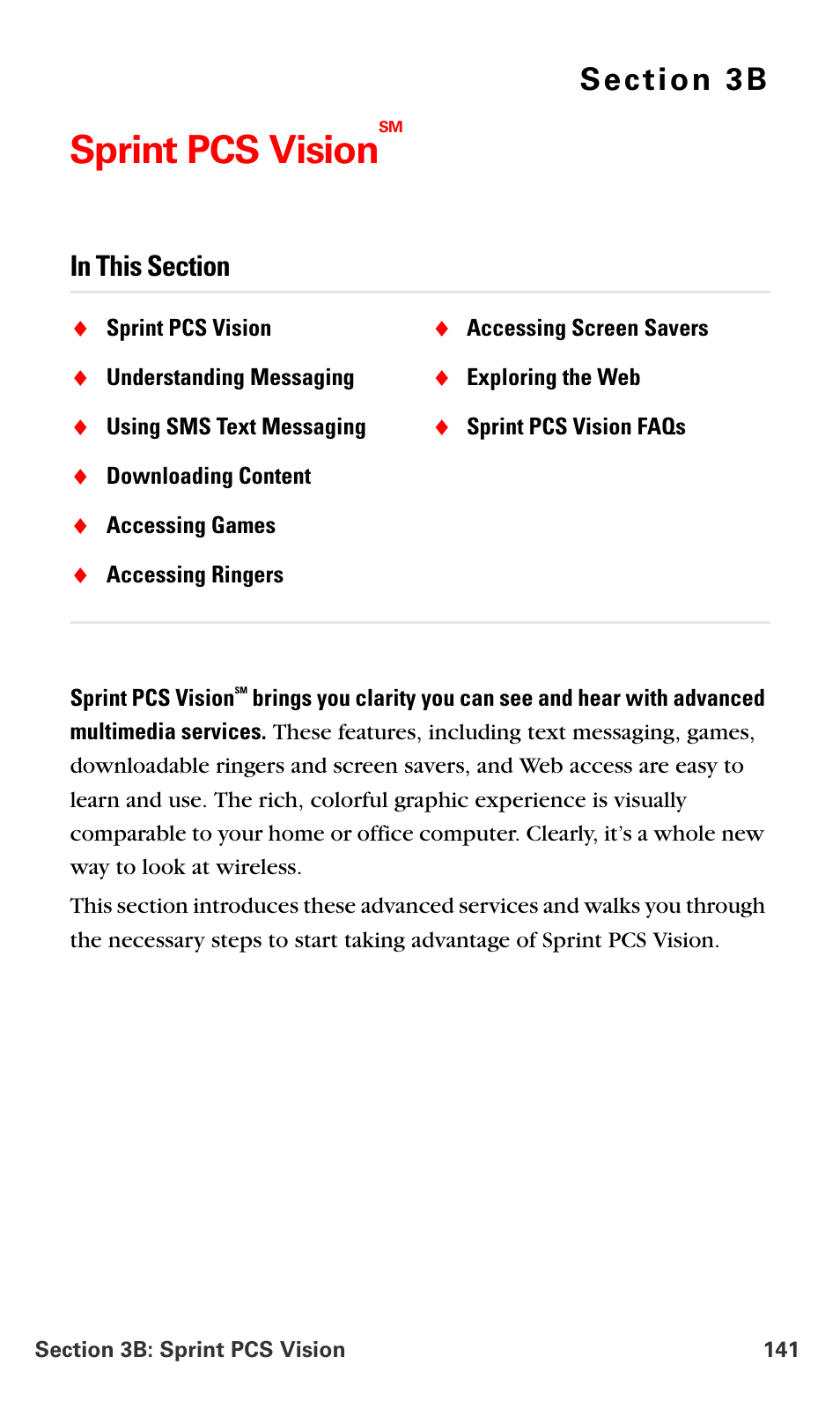 Sprint pcs visionsm, Sprint pcs vision | Samsung SPH-A700BSSXAR User Manual | Page 149 / 222