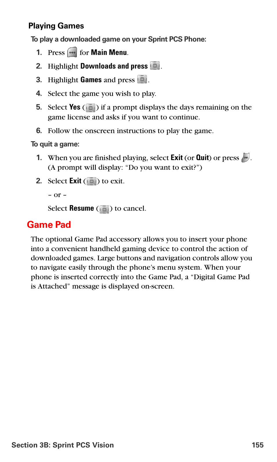 Game pad | Samsung SPH-A700BSSXAR User Manual | Page 163 / 222