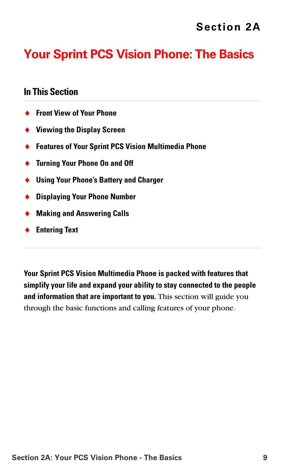 Your sprint pcs vision phone: the basics, 2a.your sprint pcs vision phone: the basics | Samsung SPH-A700BSSXAR User Manual | Page 17 / 222