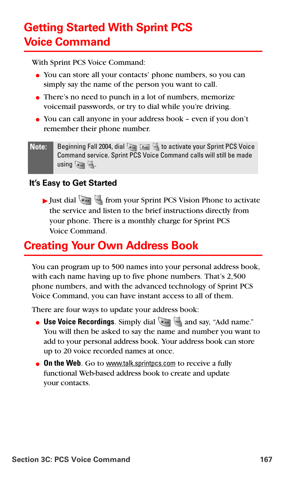 Getting started with sprint pcs voice command, Creating your own address book | Samsung SPH-A700BSSXAR User Manual | Page 175 / 222