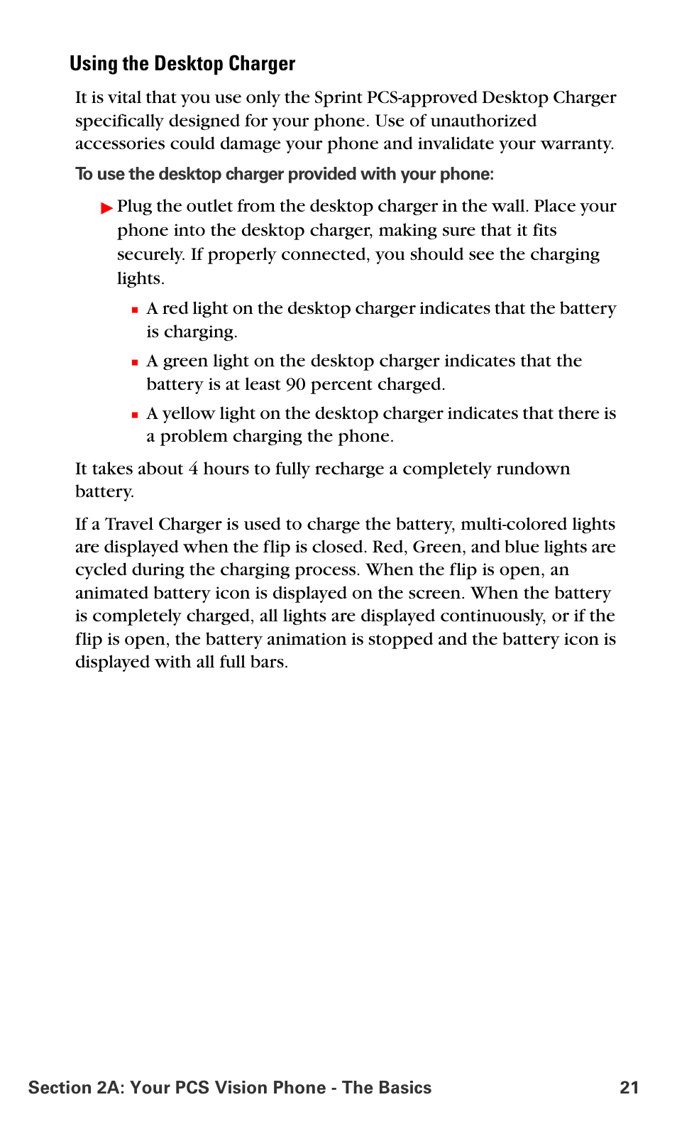 Using the desktop charger | Samsung SPH-A700BSSXAR User Manual | Page 29 / 222