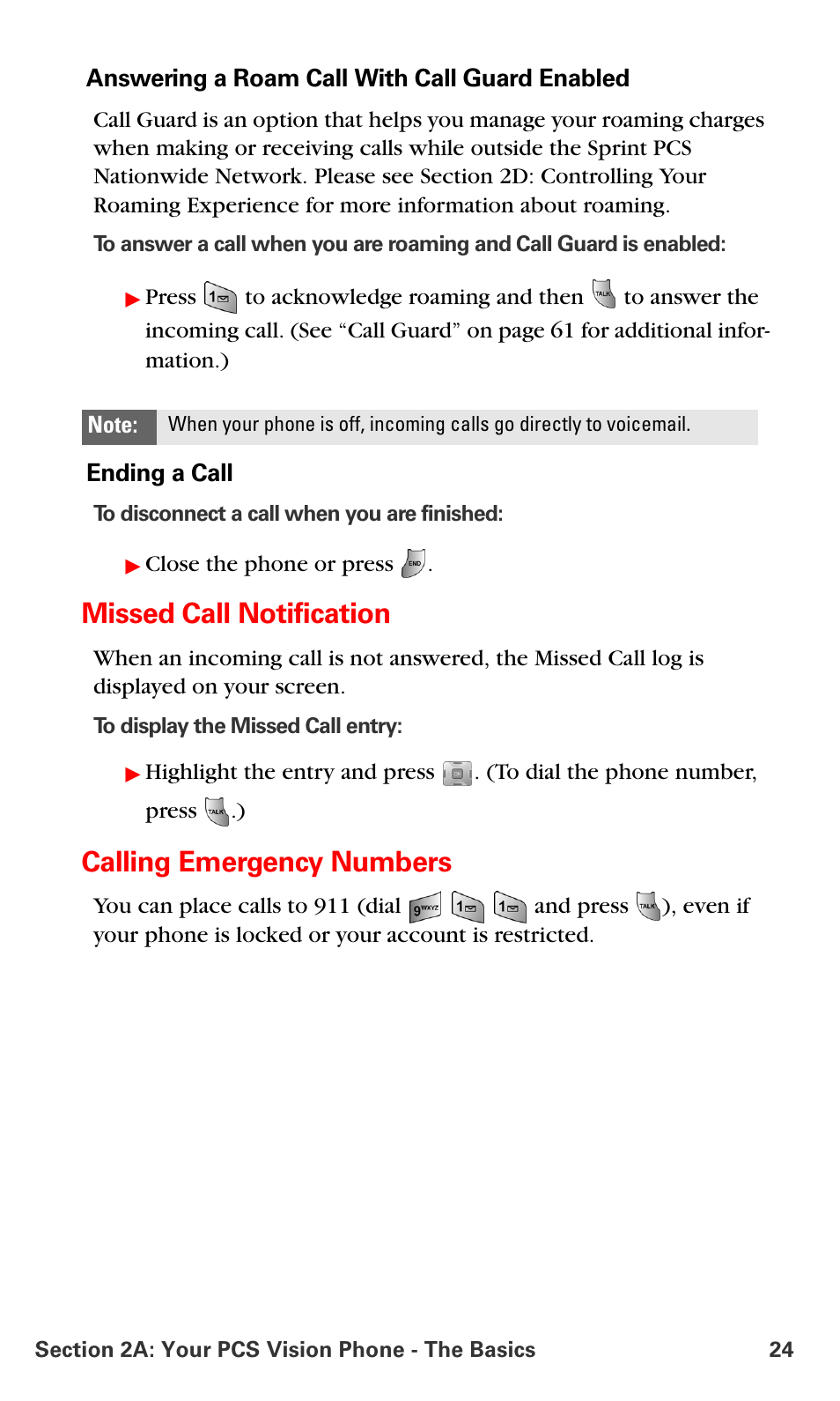 Missed call notification, Calling emergency numbers | Samsung SPH-A700BSSXAR User Manual | Page 32 / 222