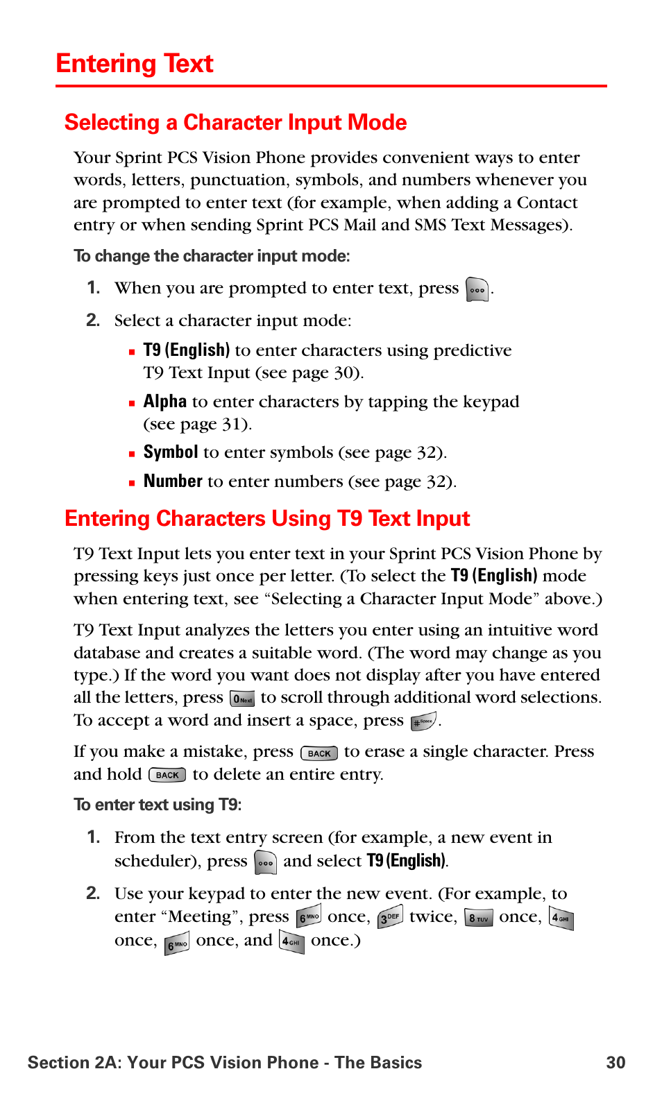Entering text, Selecting a character input mode, Entering characters using t9 text input | Samsung SPH-A700BSSXAR User Manual | Page 38 / 222