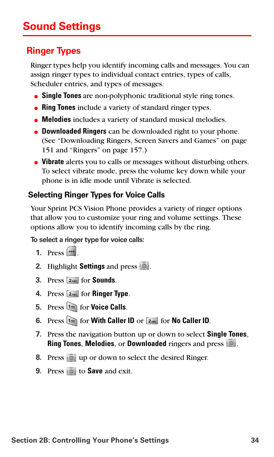 Sound settings, Ringer types | Samsung SPH-A700BSSXAR User Manual | Page 42 / 222