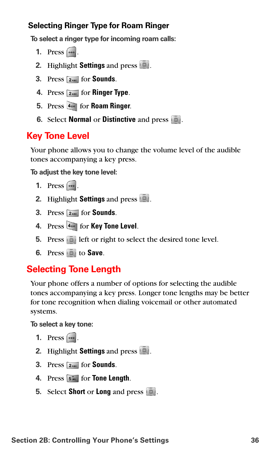 Key tone level, Selecting tone length | Samsung SPH-A700BSSXAR User Manual | Page 44 / 222
