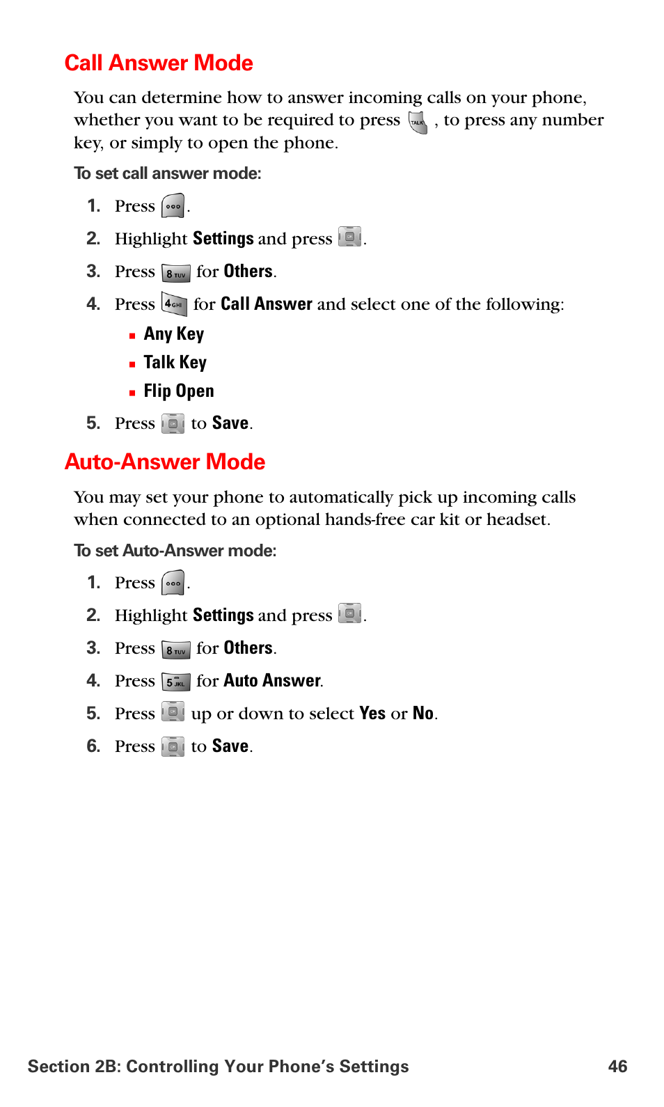 Call answer mode, Auto-answer mode | Samsung SPH-A700BSSXAR User Manual | Page 54 / 222