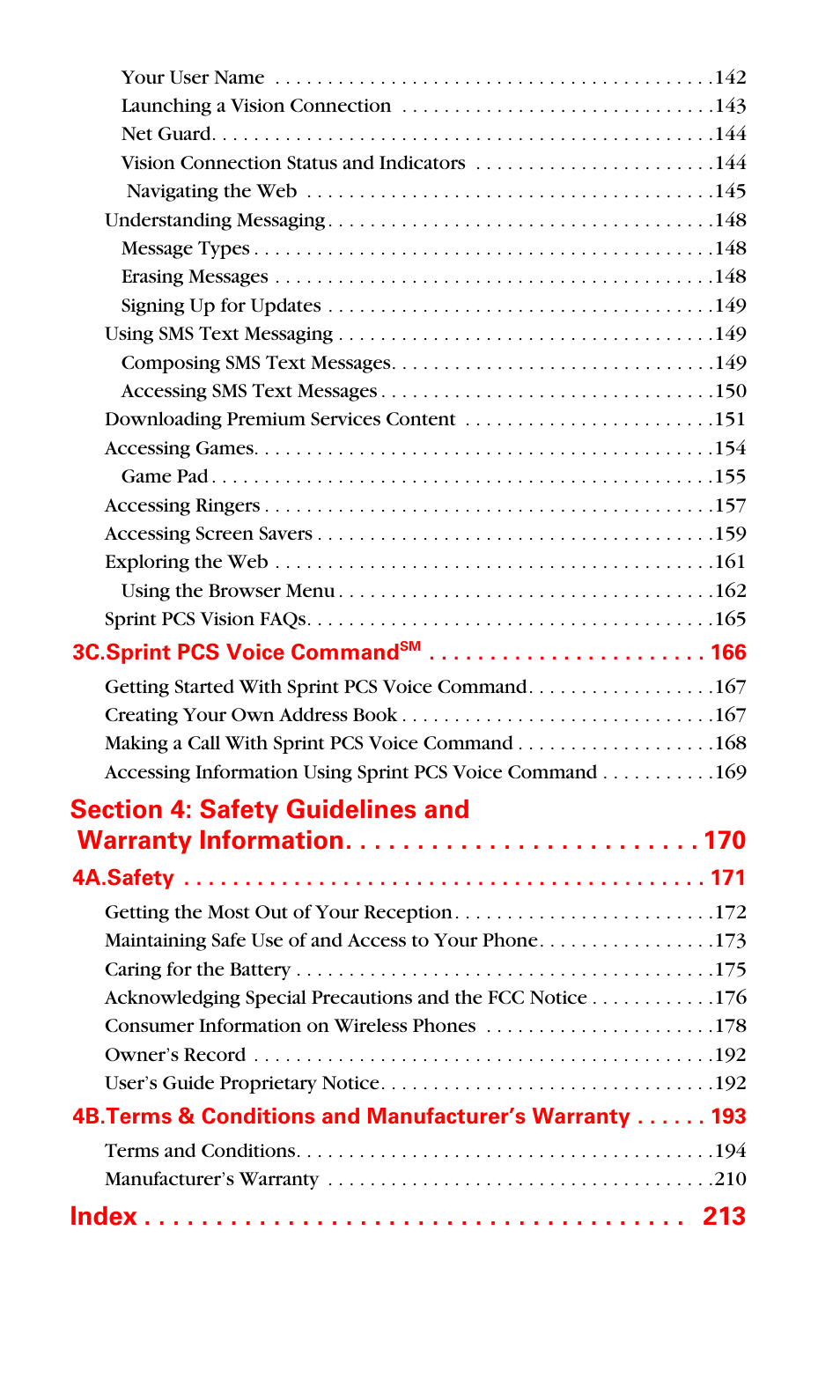 Index | Samsung SPH-A700BSSXAR User Manual | Page 6 / 222