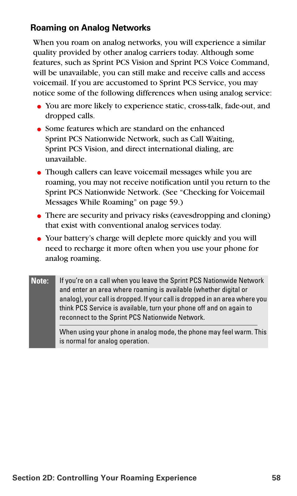 Roaming on analog networks | Samsung SPH-A700BSSXAR User Manual | Page 66 / 222