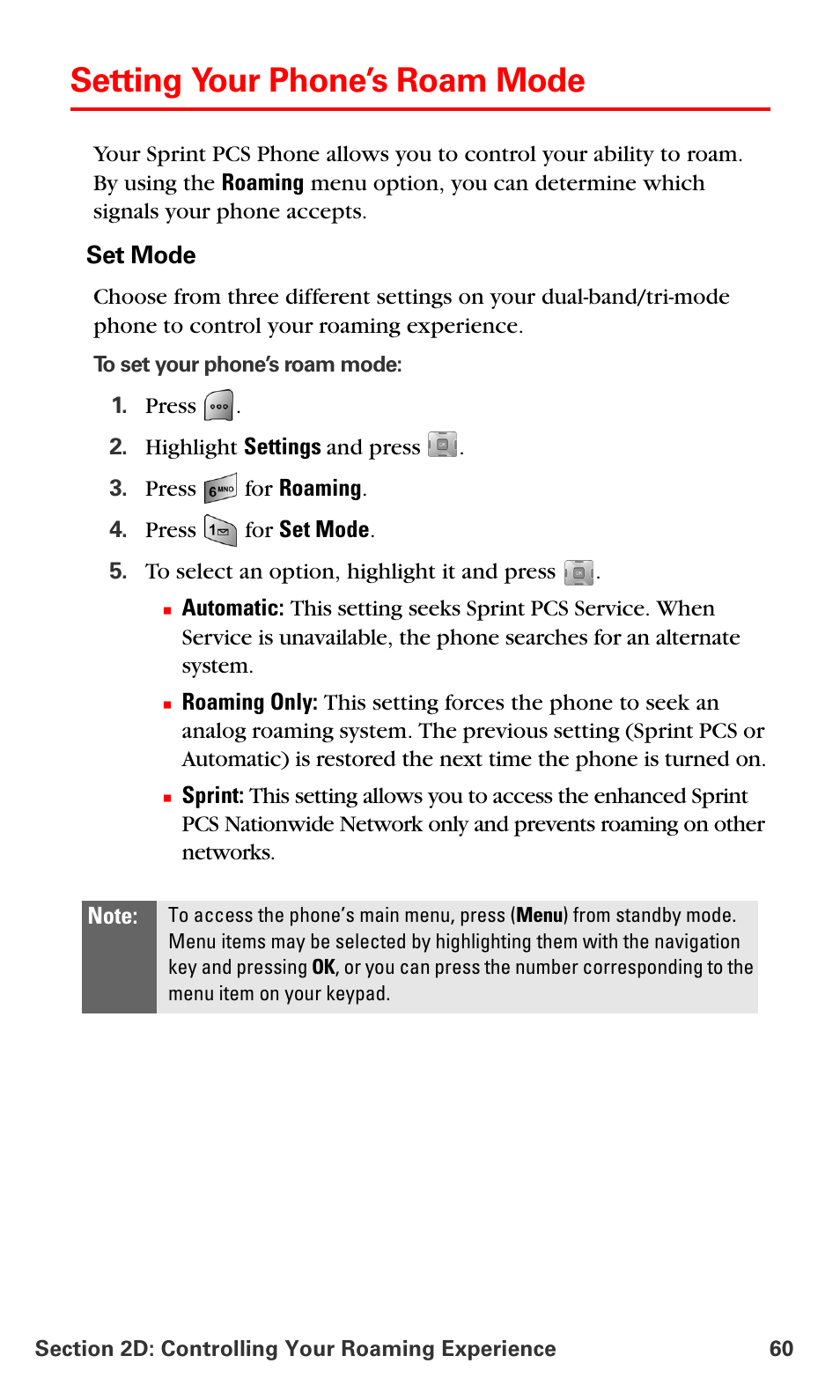 Setting your phone’s roam mode | Samsung SPH-A700BSSXAR User Manual | Page 68 / 222