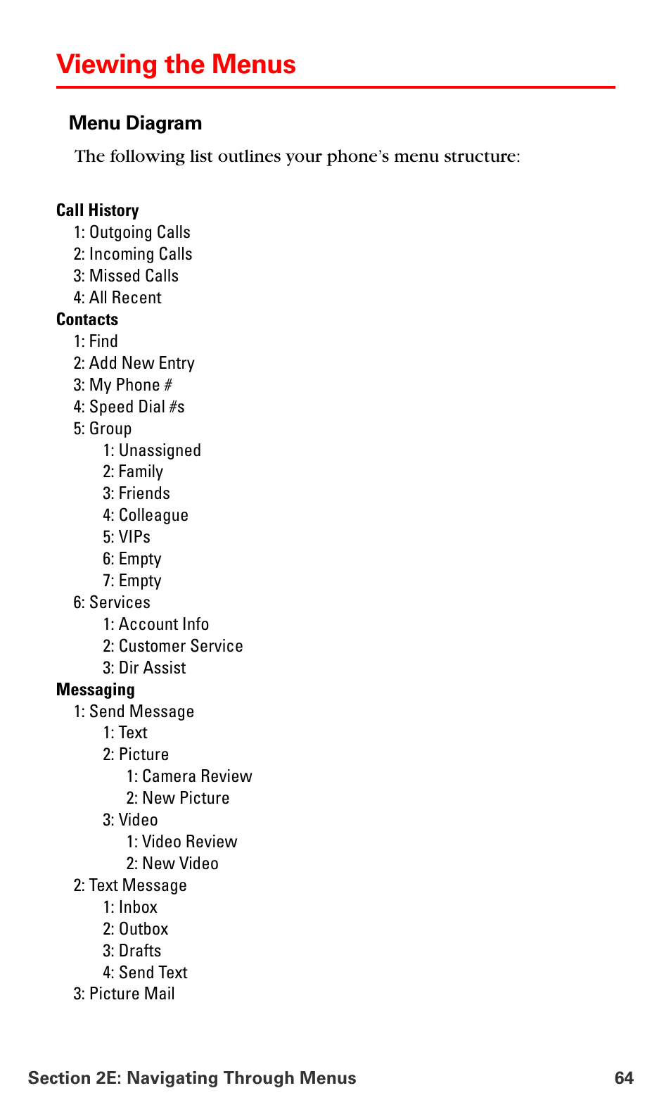 Viewing the menus | Samsung SPH-A700BSSXAR User Manual | Page 72 / 222