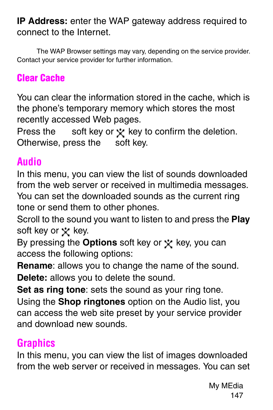 Audio, Graphics | Samsung SGH-X427ZSACIN User Manual | Page 147 / 220