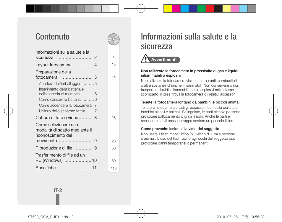 Informazioni sulla salute e la sicurezza contenuto | Samsung EC-ST600ZBPLUS User Manual | Page 42 / 72