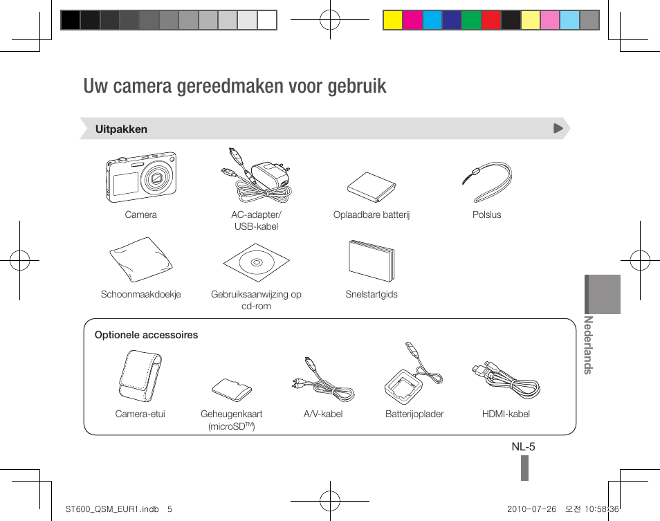 Uw camera gereedmaken voor gebruik | Samsung EC-ST600ZBPLUS User Manual | Page 55 / 72