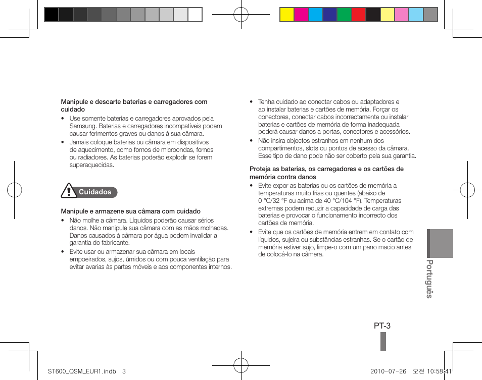 Português | Samsung EC-ST600ZBPLUS User Manual | Page 63 / 72