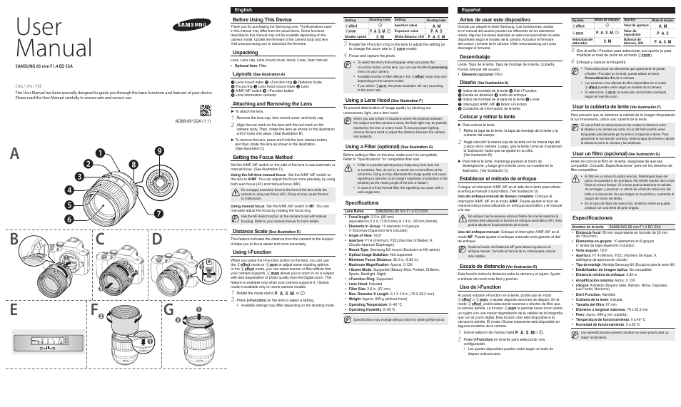 Samsung EX-T85NB-US User Manual | 2 pages