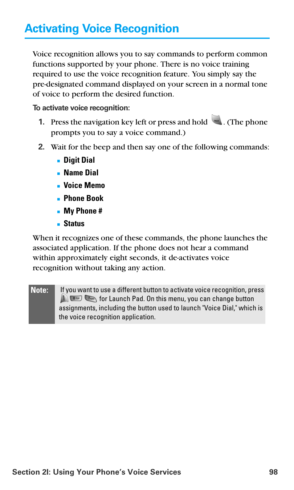 Activating voice recognition | Samsung SPH-A680SSAQST User Manual | Page 106 / 196