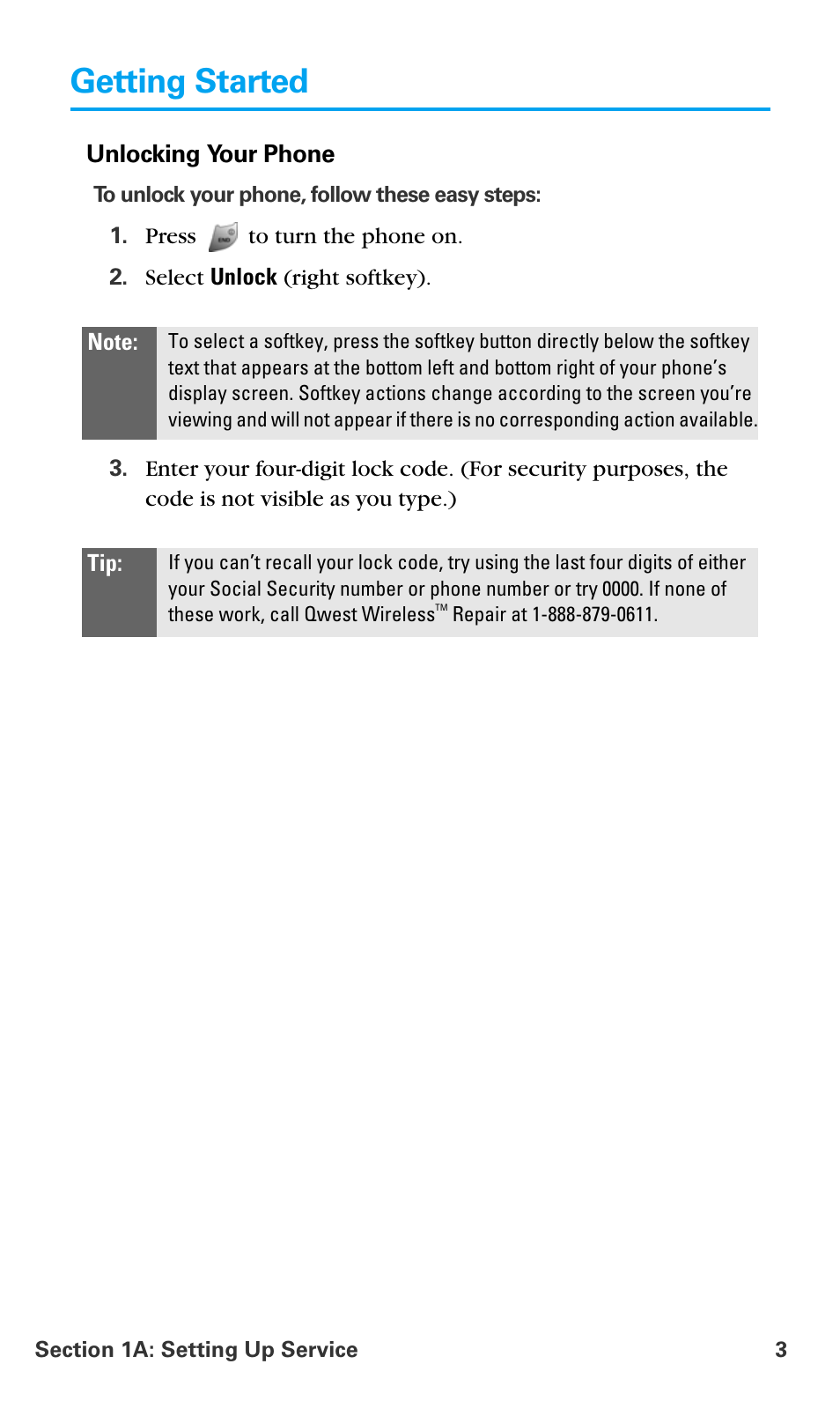 Getting started | Samsung SPH-A680SSAQST User Manual | Page 11 / 196