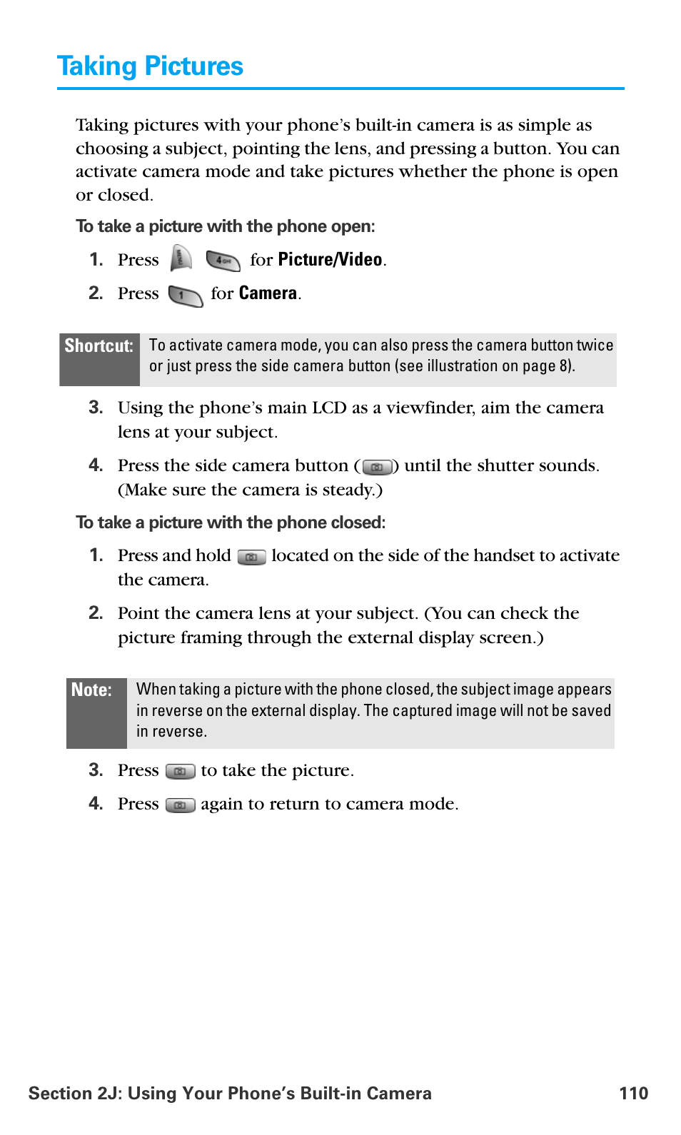 Taking pictures | Samsung SPH-A680SSAQST User Manual | Page 118 / 196