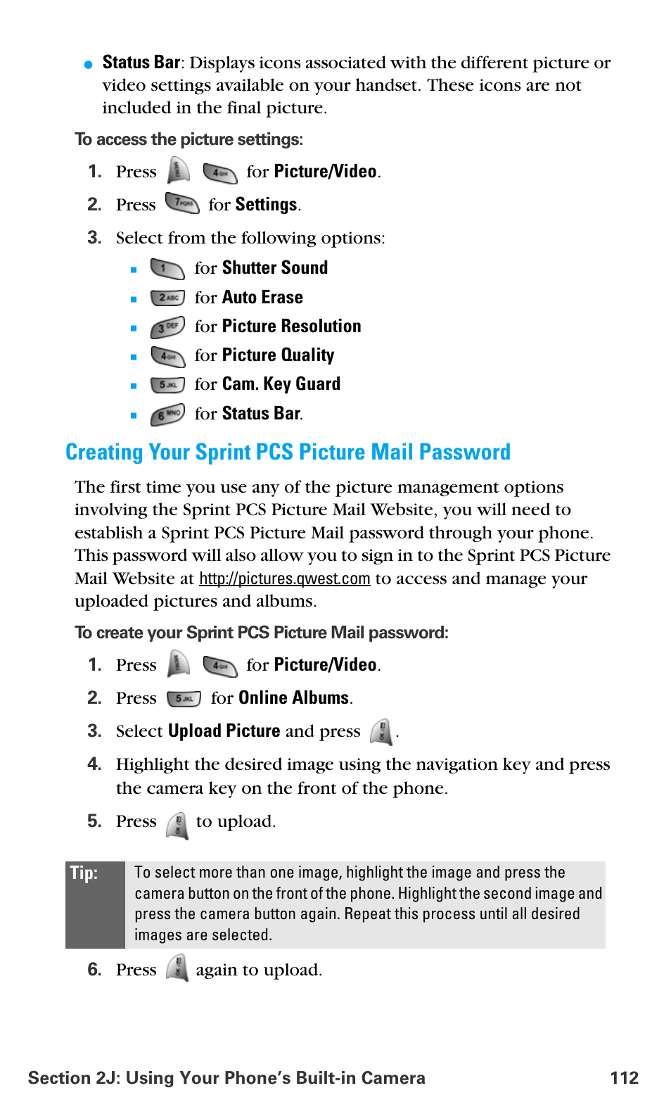 Creating your sprint pcs picture mail password | Samsung SPH-A680SSAQST User Manual | Page 120 / 196