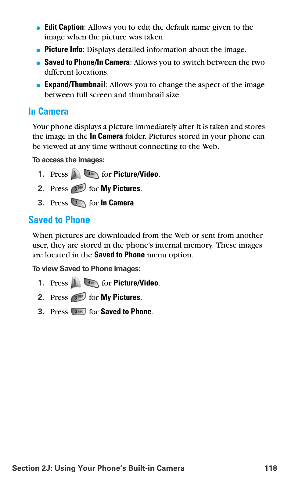 In camera, Saved to phone | Samsung SPH-A680SSAQST User Manual | Page 126 / 196