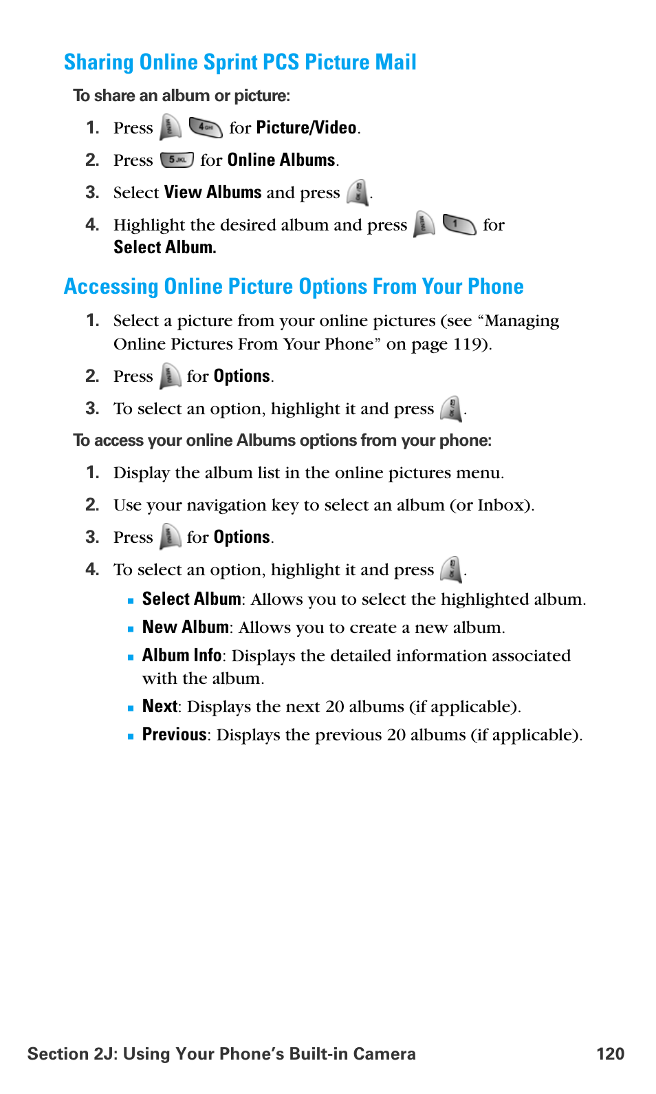 Sharing online sprint pcs picture mail, Accessing online picture options from your phone | Samsung SPH-A680SSAQST User Manual | Page 128 / 196